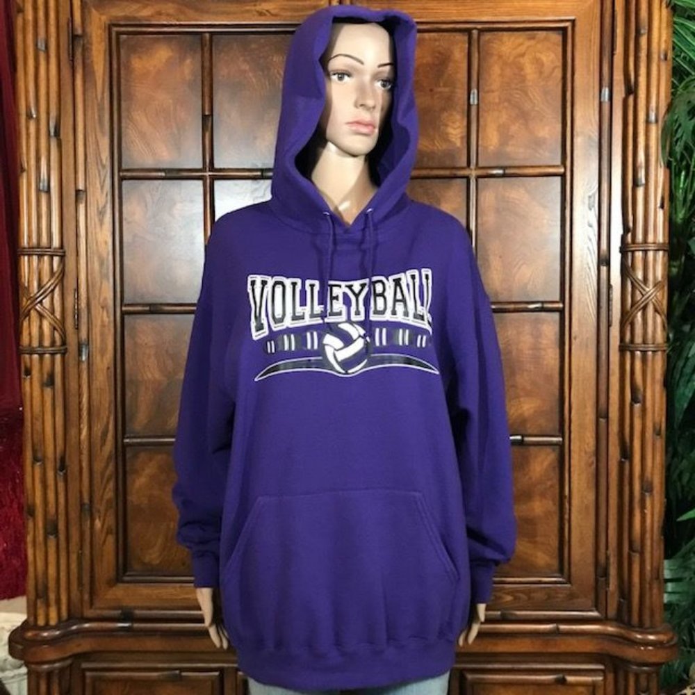 NWOT Purple Volleyball Cotton Blend Fleece Lined Hoodie
